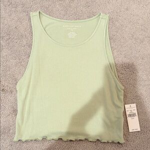American Eagle Outfitters Light Green Ribbed Tank Top
